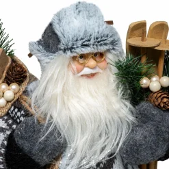 Feeric Lights & Christmas Père Noël déco Traditionnel (H30 cm) Arnold Gris New