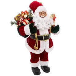 Feeric Lights & Christmas Père Noël déco traditionnel (H61 cm) Velours Rouge