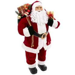 Feeric Lights & Christmas Père Noël déco traditionnel (H124 cm) Velours Rouge Best