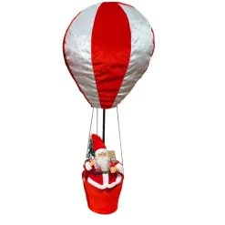 KOOPMAN Père Noël en Montgolfière (H97 cm) À l'aventure Blanc et Rouge New