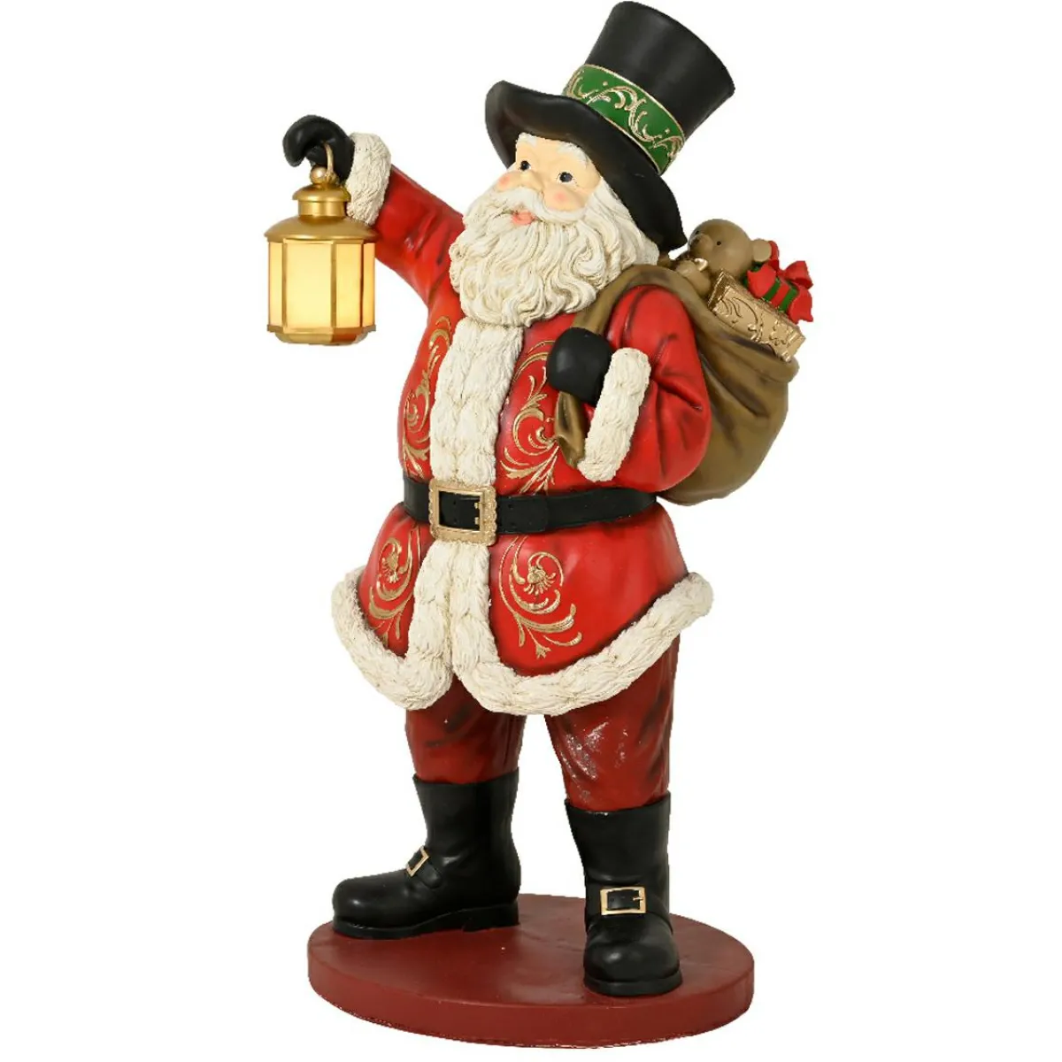 KAEMINGK Père Noël Géant sur piles (H166 cm) Klaus et sa lanterne illuminée Rouge