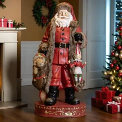 EMINZA Père Noël traditionnel Géant (H166 cm) Klaus et les cadeaux Rouge Hot