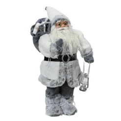 KAEMINGK Père Noël traditionnel (H60 cm) Emile Neige d'hiver Gris New
