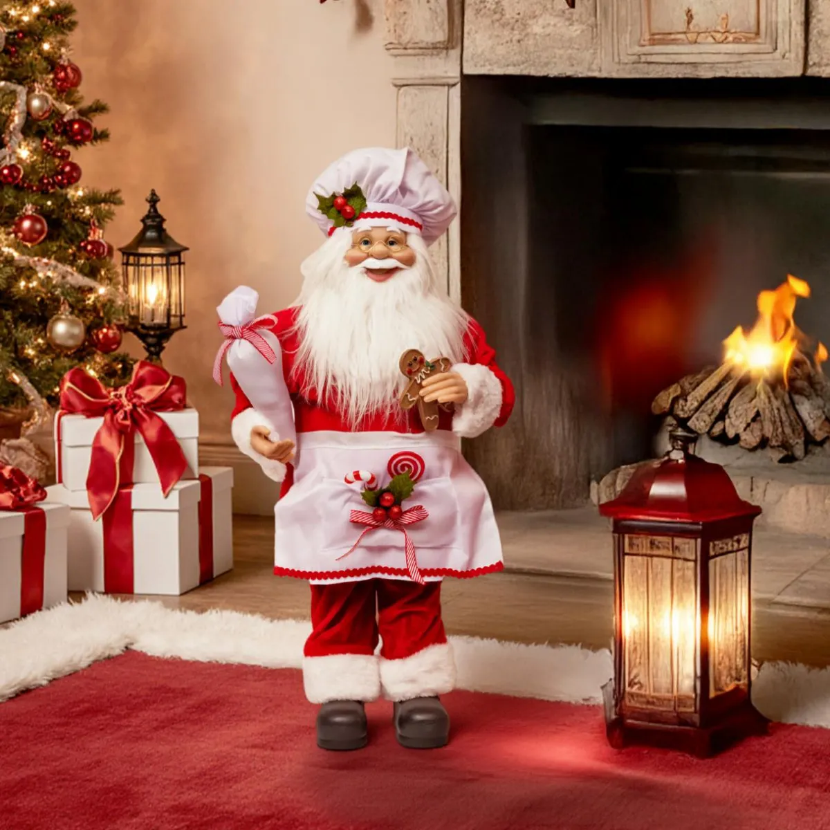 JJA Père Noël traditionnel (H60 cm) Gautier le cuisinier Rouge Clearance