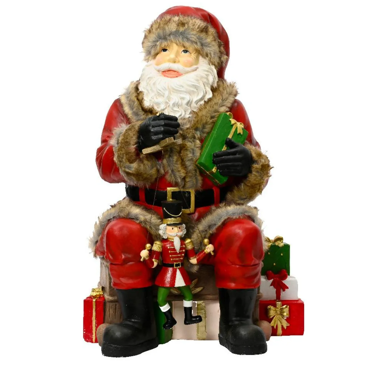 EMINZA Père Noël traditionnel (H80 cm) Casse-noisette Marionnette Rouge Sale