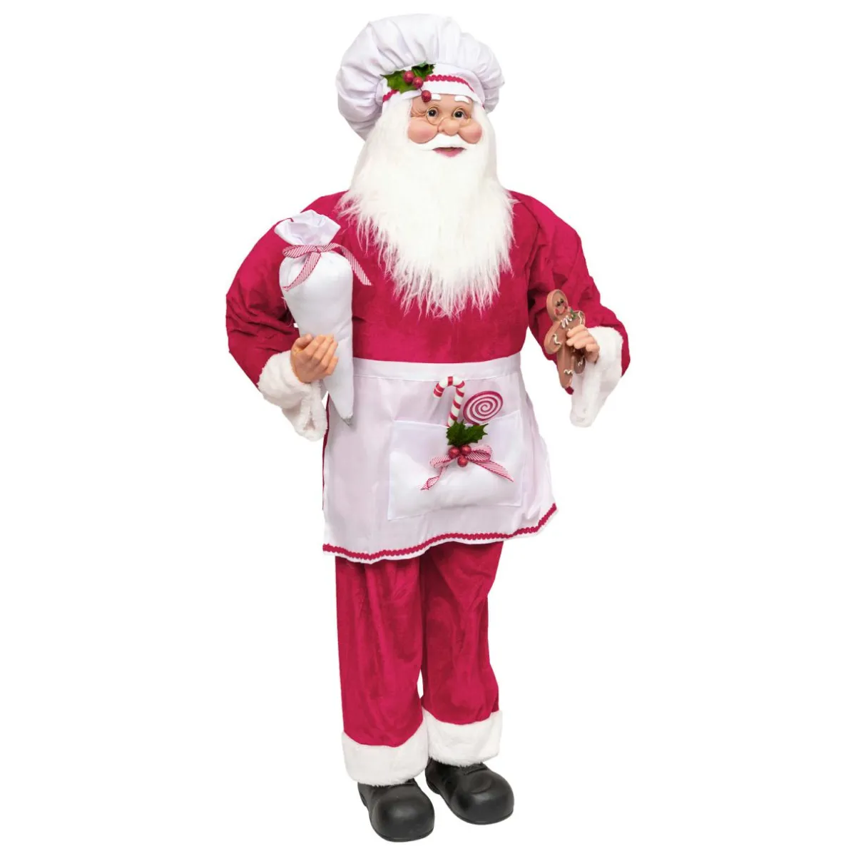 JJA Père Noël traditionnel (H120 cm) Gautier le cuisinier Rouge Discount