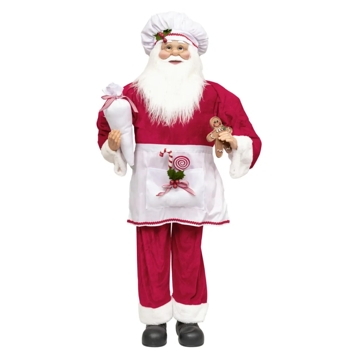 JJA Père Noël traditionnel (H120 cm) Gautier le cuisinier Rouge Discount
