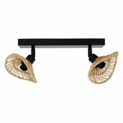 OSTARIA Rampe de spot 2 abat-jours (L32 cm) Ozana et beige Noir Discount