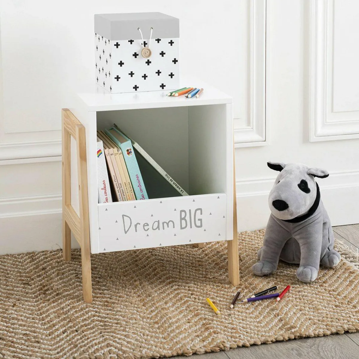 ATMOSPHERA Rangement enfant casier bois (H40 cm) Ecriture Blanc Best