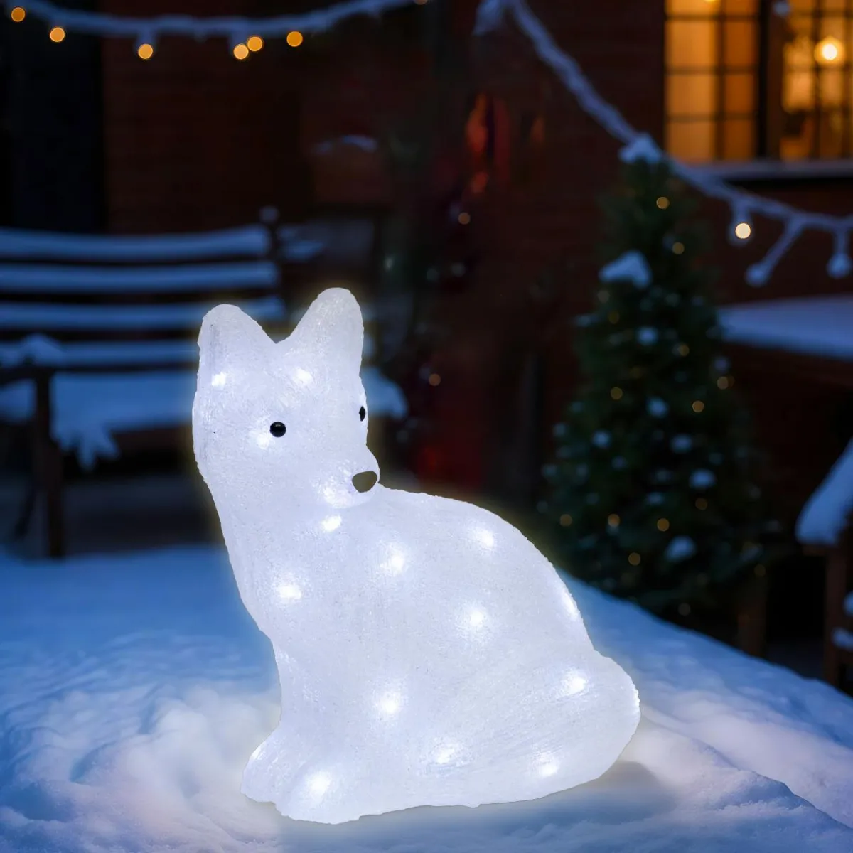 JJA Renard lumineux solaire 40 LED (H40 cm) Yuki froid Blanc