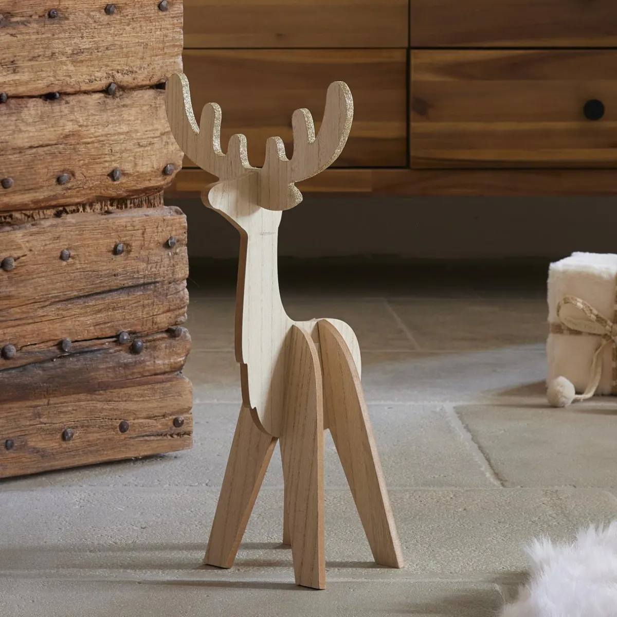 KAEMINGK Renne de Noël en bois (H48 cm) Esprit scandinave Naturel Online