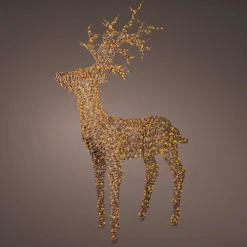 EMINZA Renne lumineux 1320 Micro LED (H180cm) Dan résine tressée Brun Blanc chaud Marron Hot