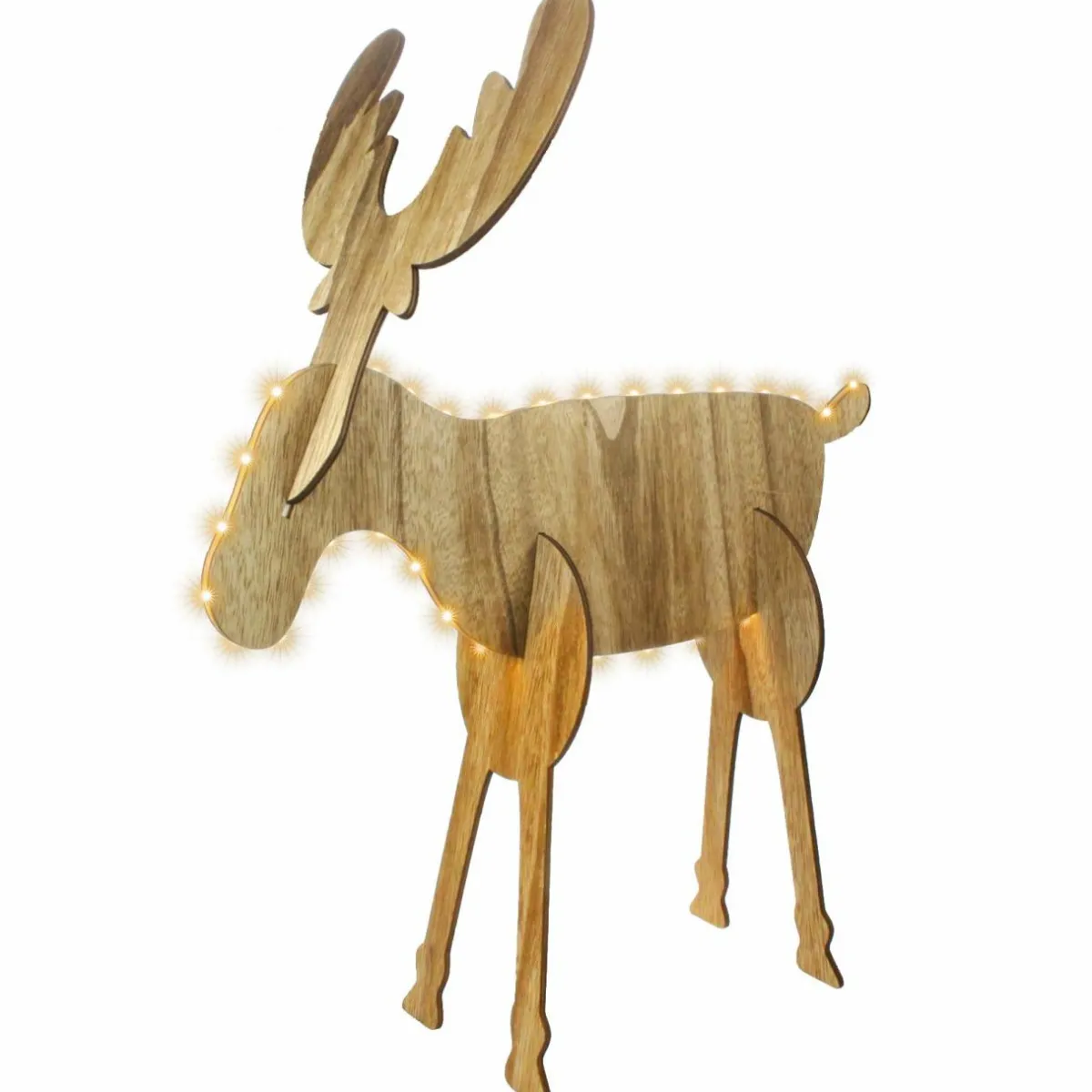 BLACHERE Renne lumineux à piles à emboiter (H18 cm) Wood Blanc chaud Clearance