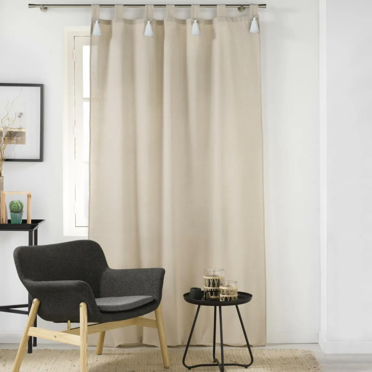 douceur d'intu017drieur Rideau à passants coton (140 x 240 cm) Cyrine Beige Clearance