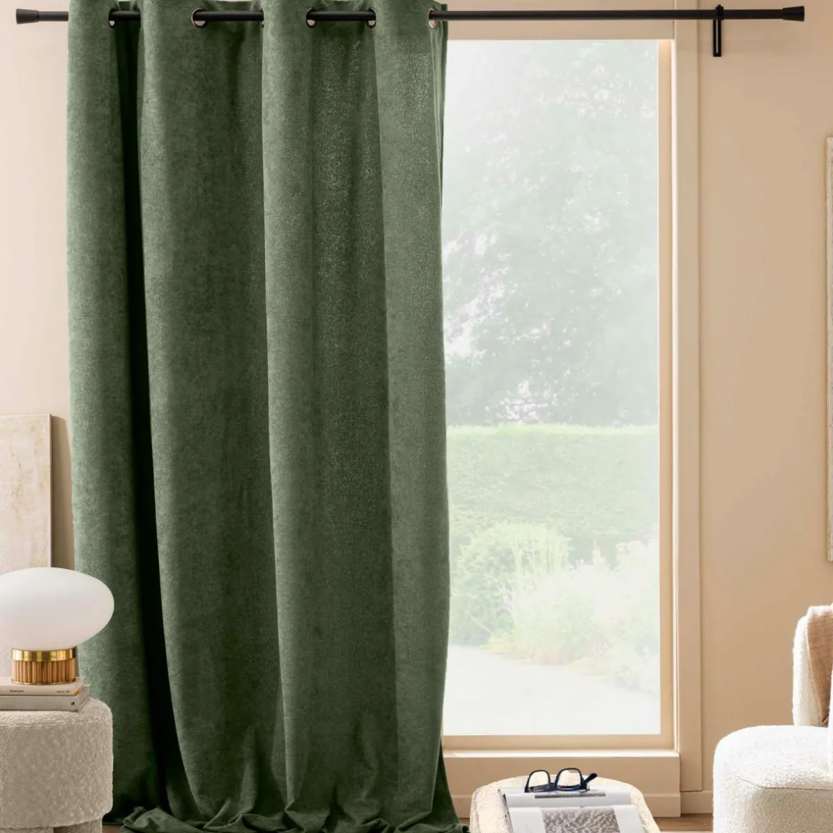 douceur d'intu017drieur Rideau bouclette (140 x 260 cm) Winona cédre Vert Outlet