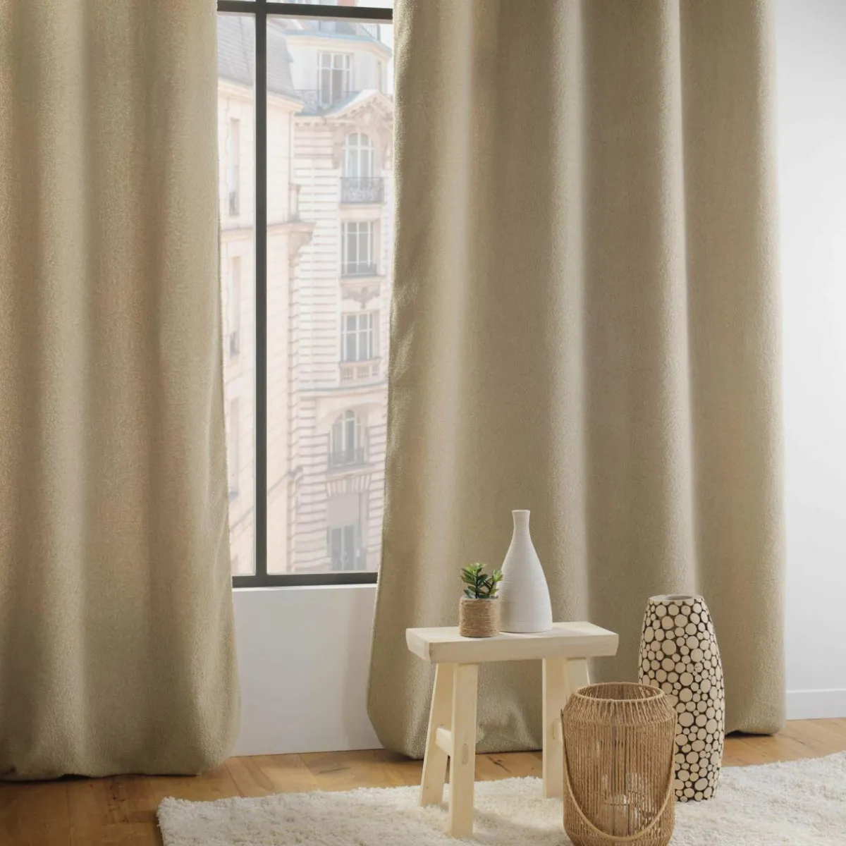 DOUCEUR D'INTERIEUR Rideau bouclette (140 x 240 cm) Wooly Beige Sale