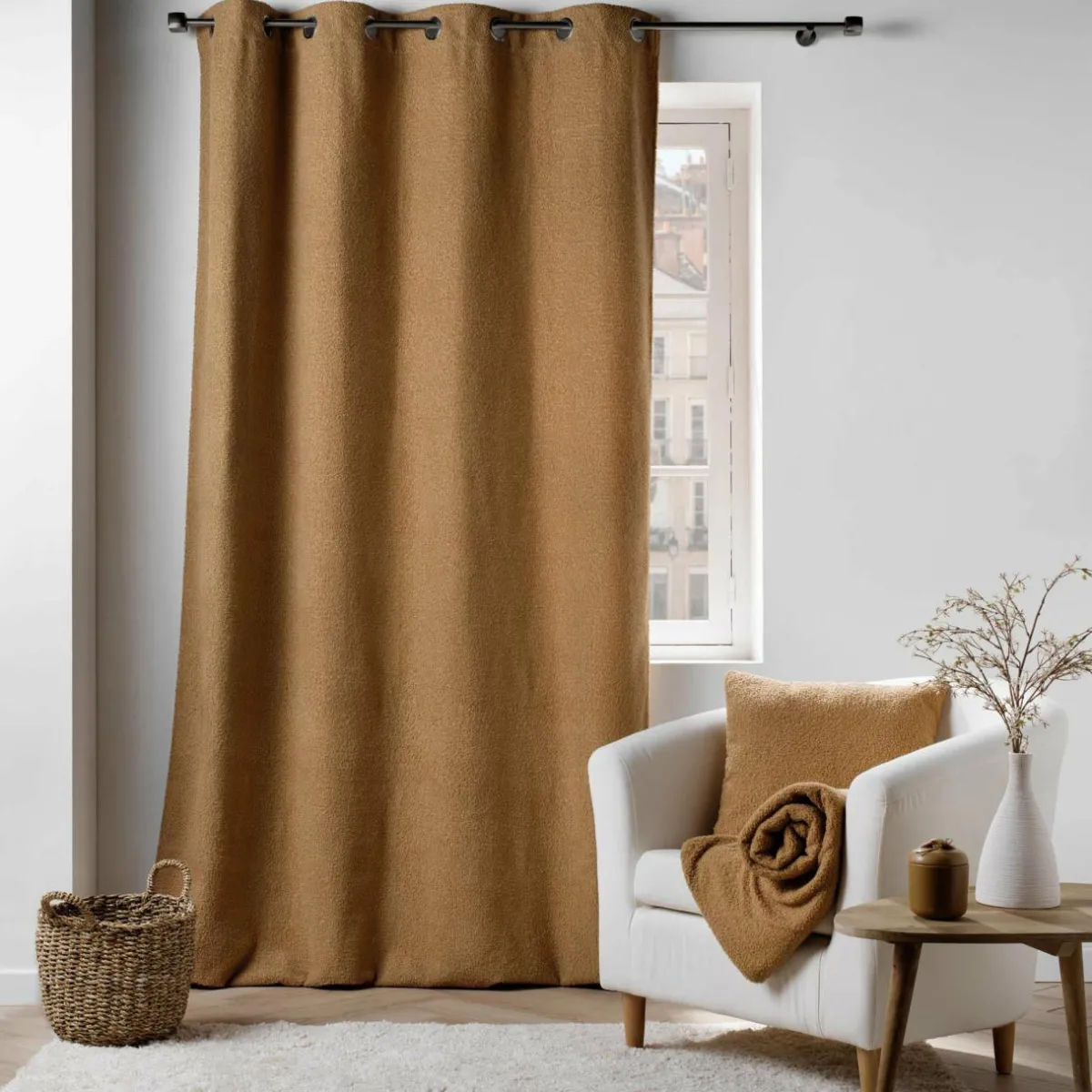 DOUCEUR D'INTERIEUR Rideau bouclette (140 x 240 cm) Wooly Camel New