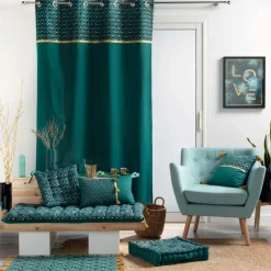 DOUCEUR D'INTERIEUR Rideau coton (140 x 240 cm) Artchic Bleu canard Clearance