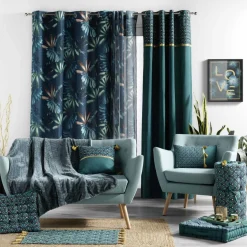 DOUCEUR D'INTERIEUR Rideau coton (140 x 240 cm) Artchic Bleu canard Clearance