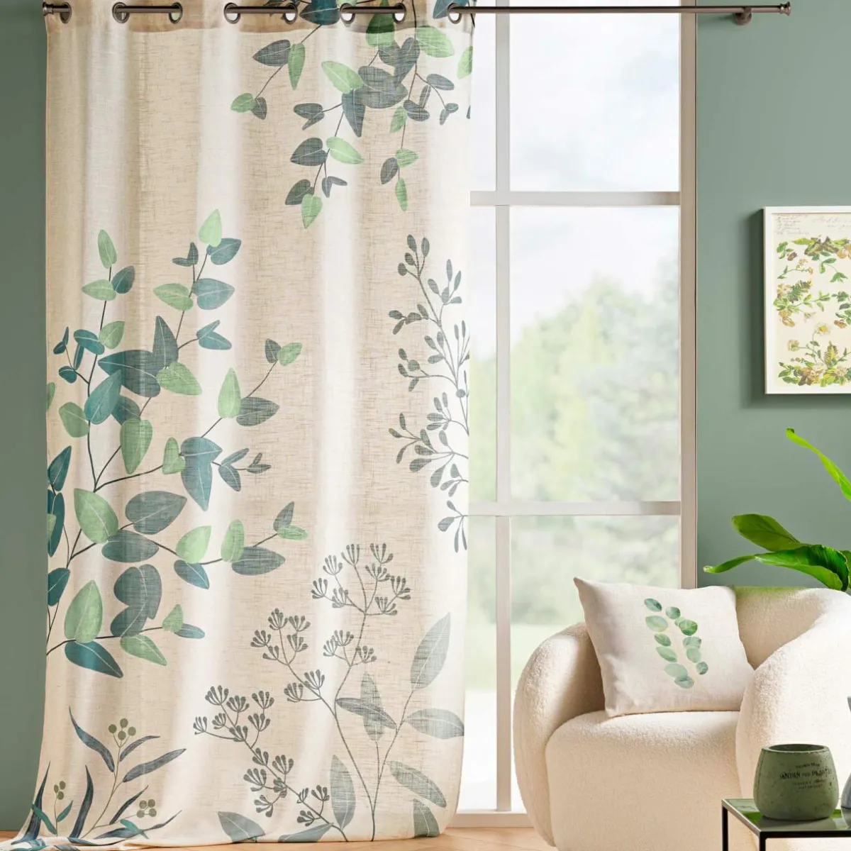 douceur d'intu017drieur Rideau coton (140 x 260 cm) Botanica Vert Hot