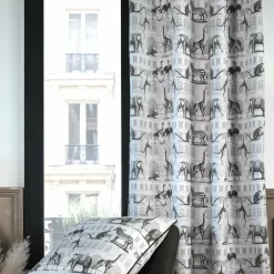 LOVELY CASA Rideau coton (135 x 250 cm) Haussmann Gris New