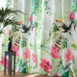 DOUCEUR D'INTERIEUR Rideau coton (140 x 260 cm) Louisiane Vert Discount