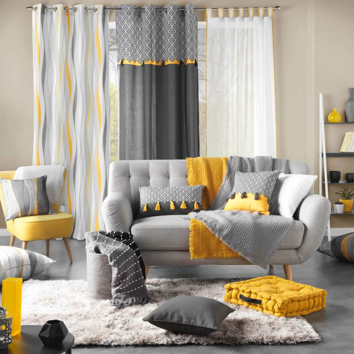 DOUCEUR D'INTERIEUR Rideau coton (140 x 240 cm) Neo Casa Gris Online