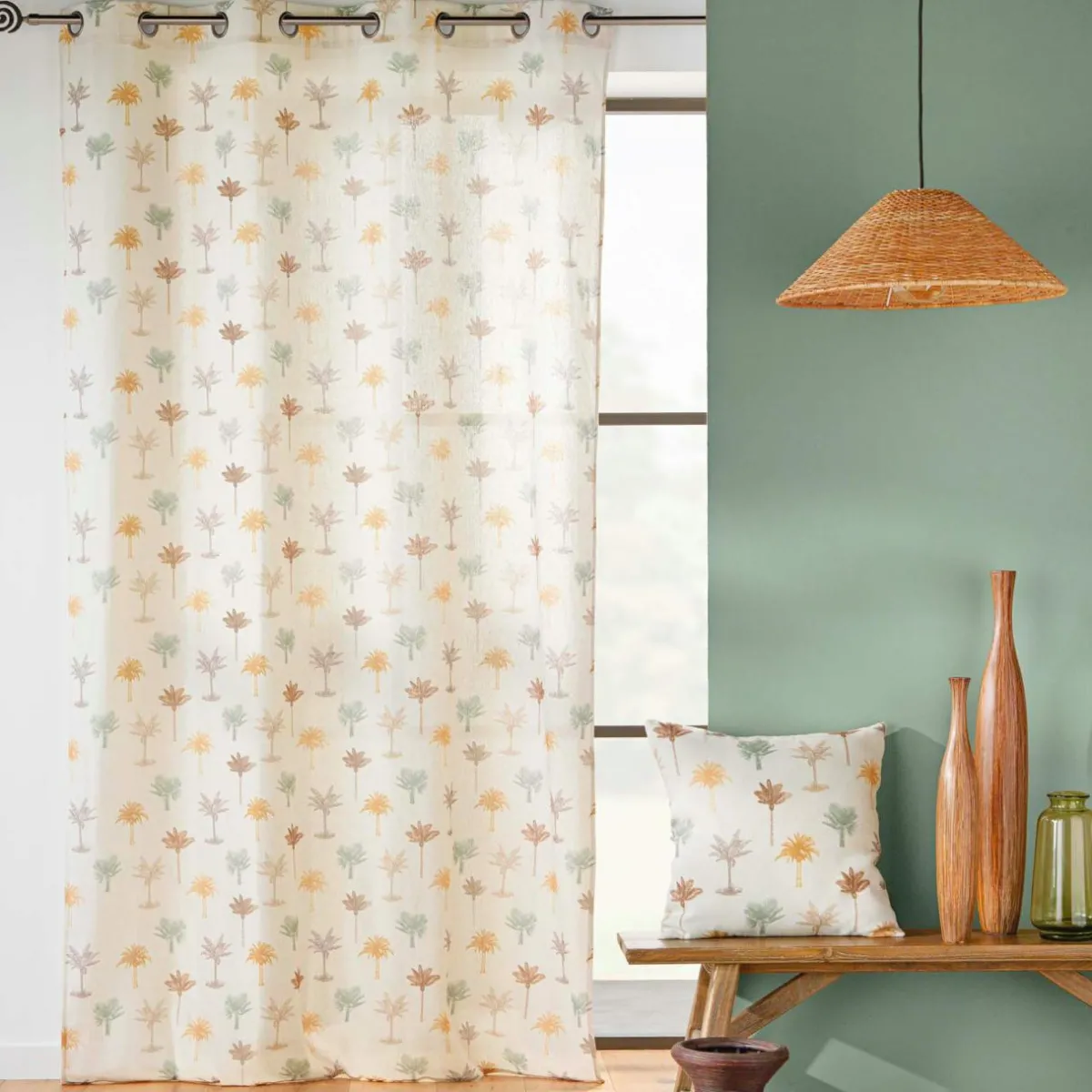 douceur d'intu017drieur Rideau coton (140 x 240 cm) Palmelia Beige Hot