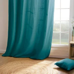 EMINZA Rideau coton (140 x 260 cm) Pixel Bleu canard Discount
