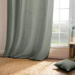 EMINZA Rideau coton (140 x 260 cm) Pixel Vert kaki Discount