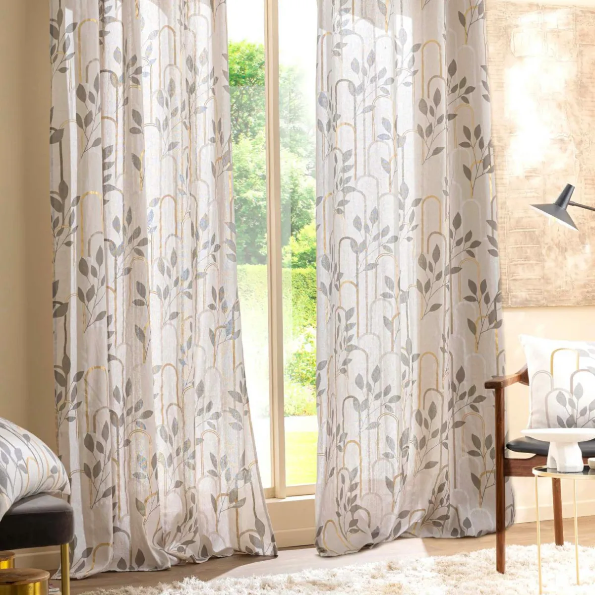 douceur d'intu017drieur Rideau coton (140 x 280 cm) Roseris Gris Online