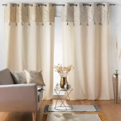 DOUCEUR D'INTERIEUR Rideau coton (140 x 240 cm) Solea Or Discount