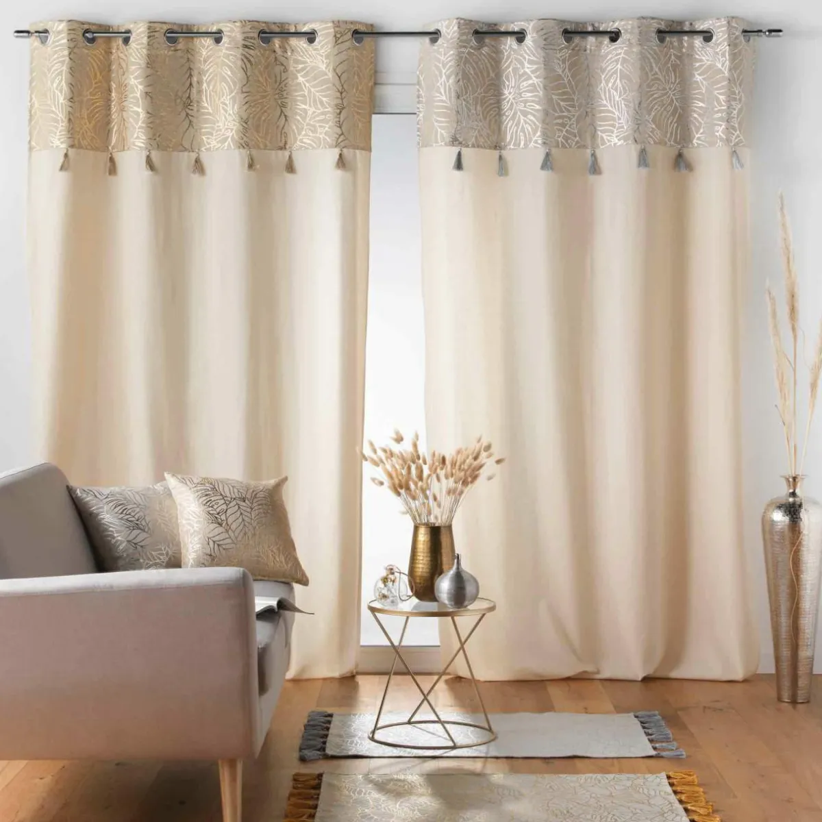 DOUCEUR D'INTERIEUR Rideau coton (140 x 240 cm) Solea Or Discount