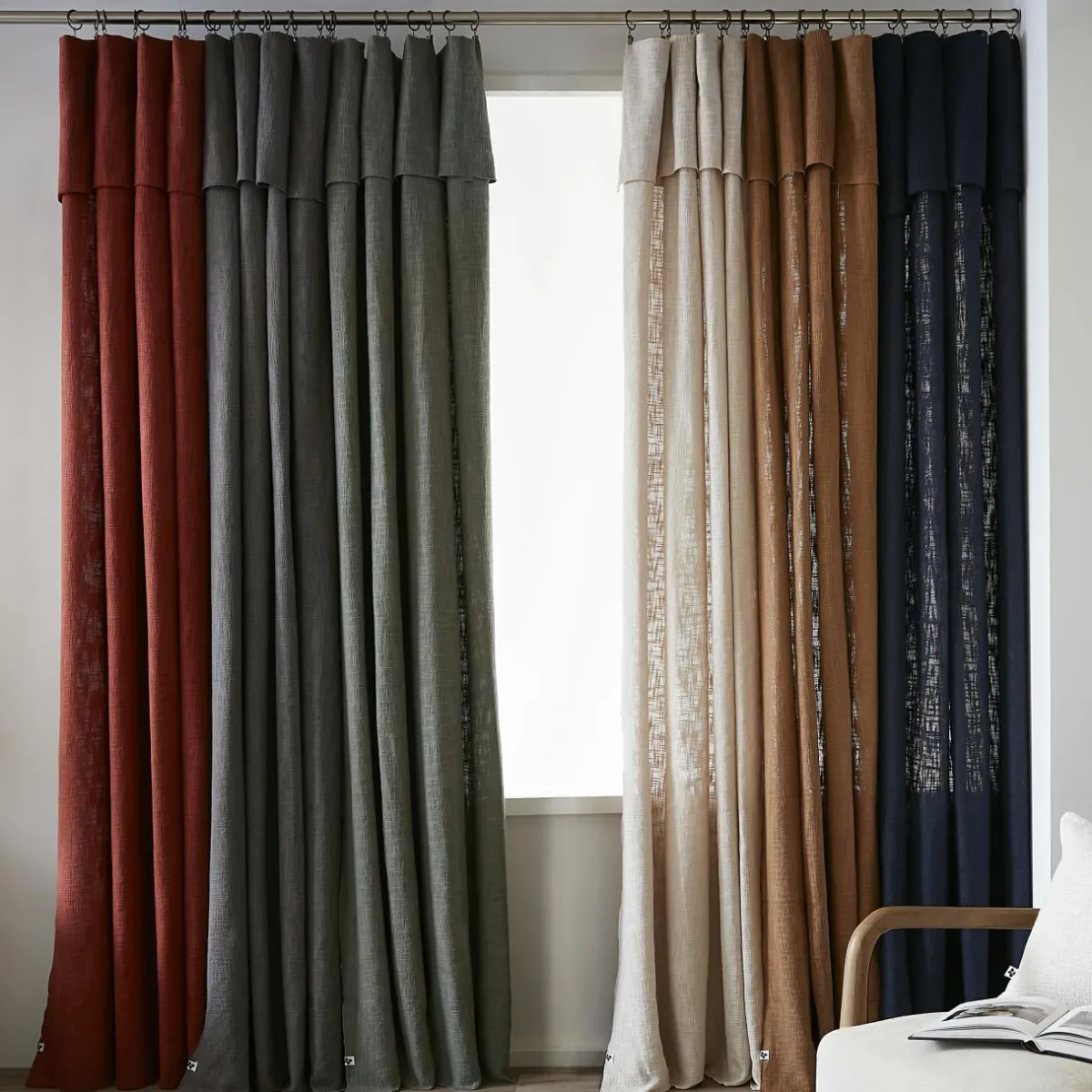 L'EFFET PAPILLON Rideau coton ajustable (140 x max 270 cm) Sixtine Gris ardoise Gris foncé Clearance