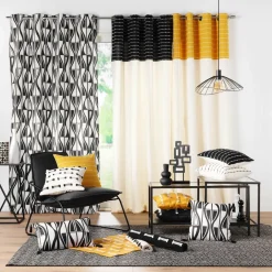 DOUCEUR D'INTERIEUR Rideau coton recyclé (140 x 240 cm) Linechic Noir Online