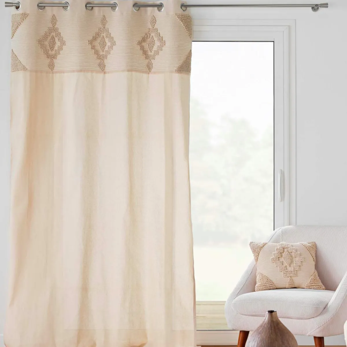 douceur d'intu017drieur Rideau coton tufté (140 x 240 cm) Kamary Beige Outlet
