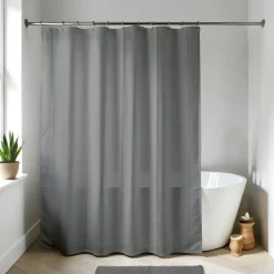 Rideau de douche à anneaux (180 x 200 cm) Uni Gris Clearance