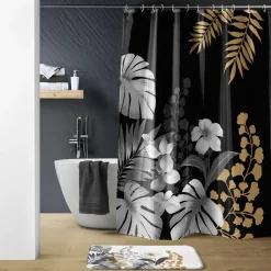 douceur d'intu017drieur Rideau de douche à anneaux (180 x 200 cm) Kelly Noir Clearance