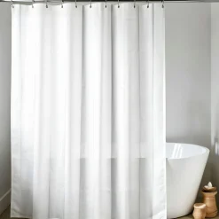 Rideau de douche à anneaux (180 x 200 cm) Uni Blanc Outlet