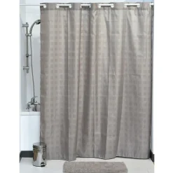 TENDANCE Rideau de douche avec œillets integrés (180 x 200 cm) Carrés Taupe Discount