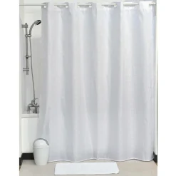 TENDANCE Rideau de douche avec œillets integrés (180 x 200 cm) Carrés Blanc Sale
