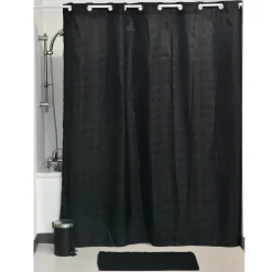 TENDANCE Rideau de douche avec œillets integrés (180 x 200 cm) Carrés Noir Sale