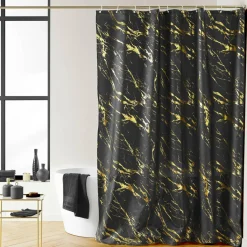 douceur d'intu017drieur Rideau de douche effet marbre (180 x 200 cm) Aquamarbre Noir
