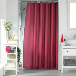 douceur d'intu017drieur Rideau de douche effet tissé à anneaux (180 x 200 cm) Quartz framboise Rose Discount