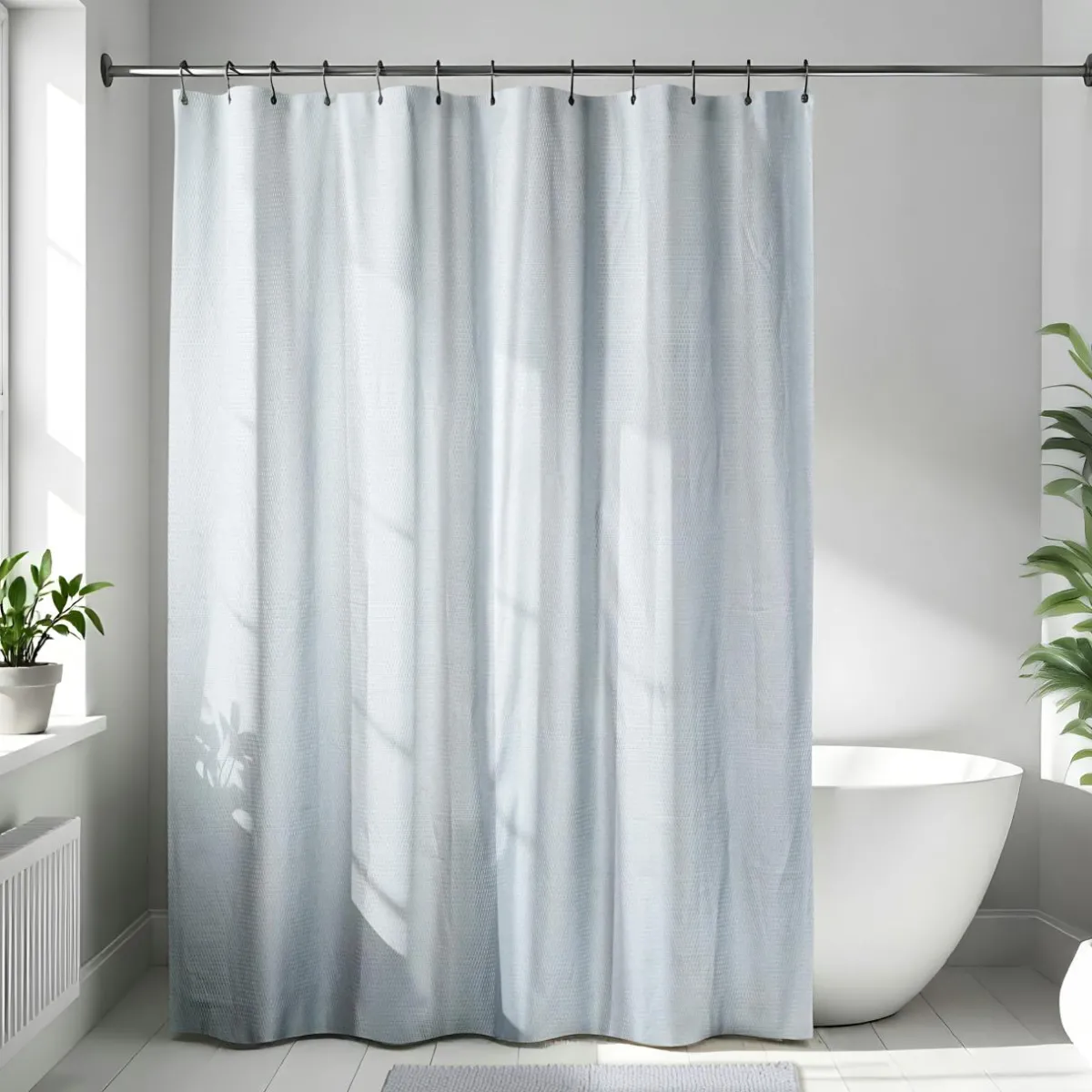 TENDANCE Rideau de douche en microfibre (180 x 200 cm) Gauffré Gris clair Online