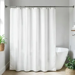 TENDANCE Rideau de douche en microfibre (180 x 200 cm) Feuille Blanc Online