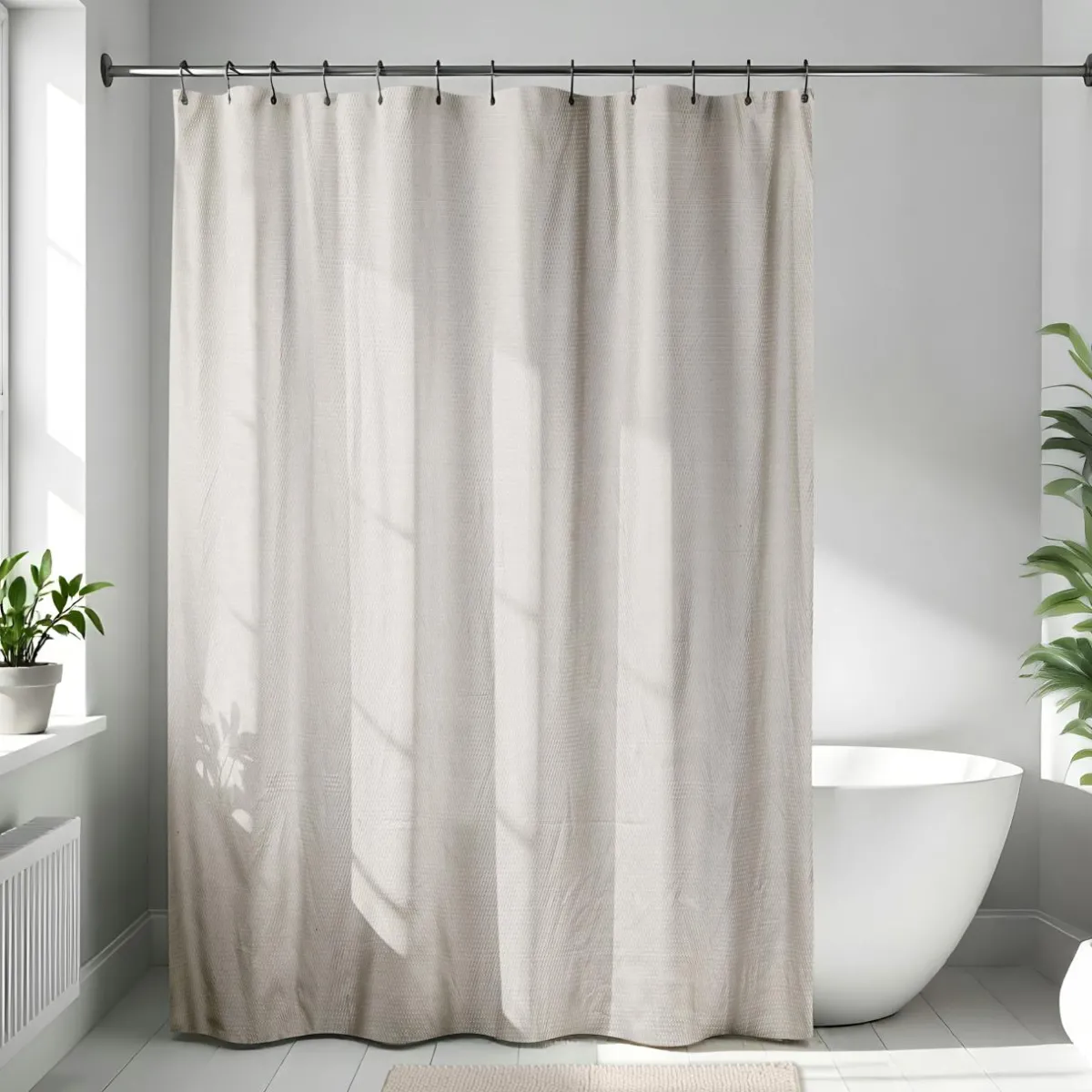 TENDANCE Rideau de douche en microfibre (180 x 200 cm) Gauffré Beige Sale