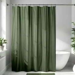 TENDANCE Rideau de douche en microfibre (180 x 200 cm) Gauffré Vert kaki Hot