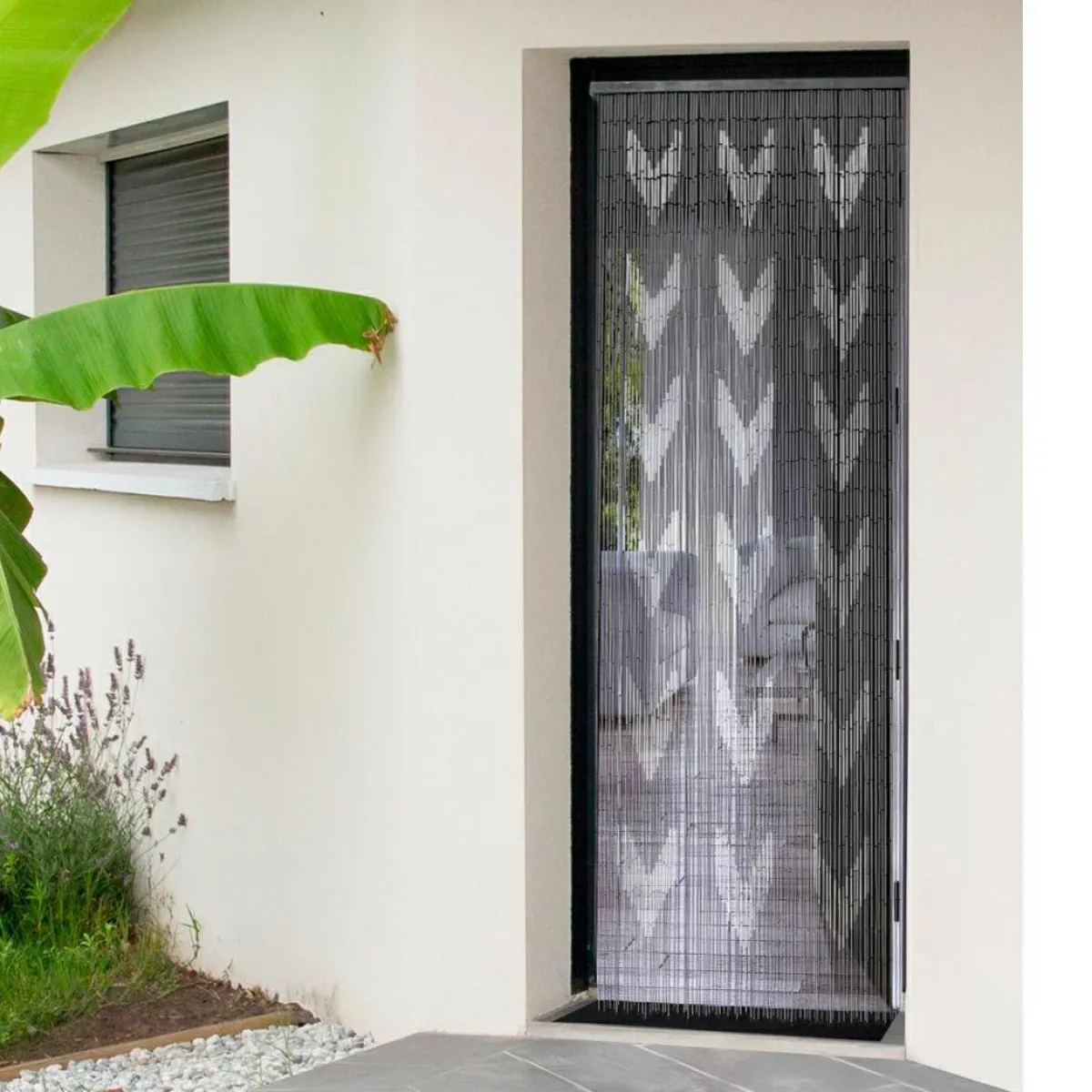 LUANCE Rideau de porte bambou (90 x 200 cm) Chevron Gris Sale