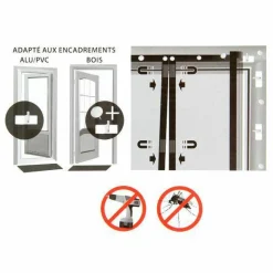 LUANCE Rideau de porte Moustiquaire (100 x H220 cm) Aimanté Gris Clearance